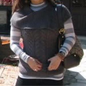 BCBGMaxAzria Gray Cowl Neck Cable Knit Sweater